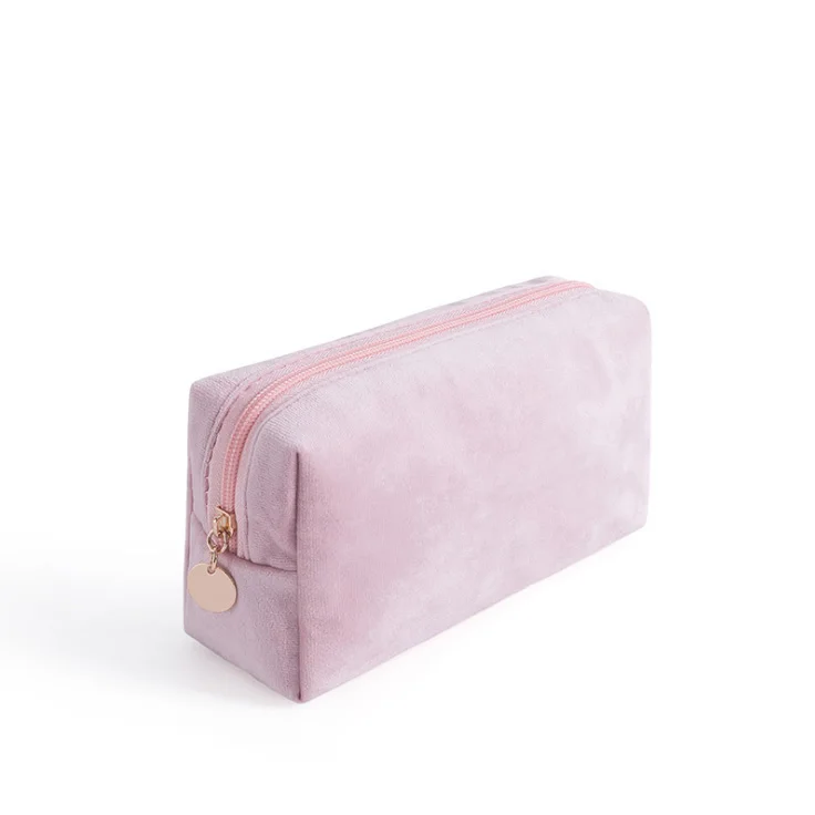 

2021 Logo Custom Luxury Beauty Zipper Velvet 4 Pieces set Closure Travel Pink Cosmetic Bag with Embroidery, Choose
