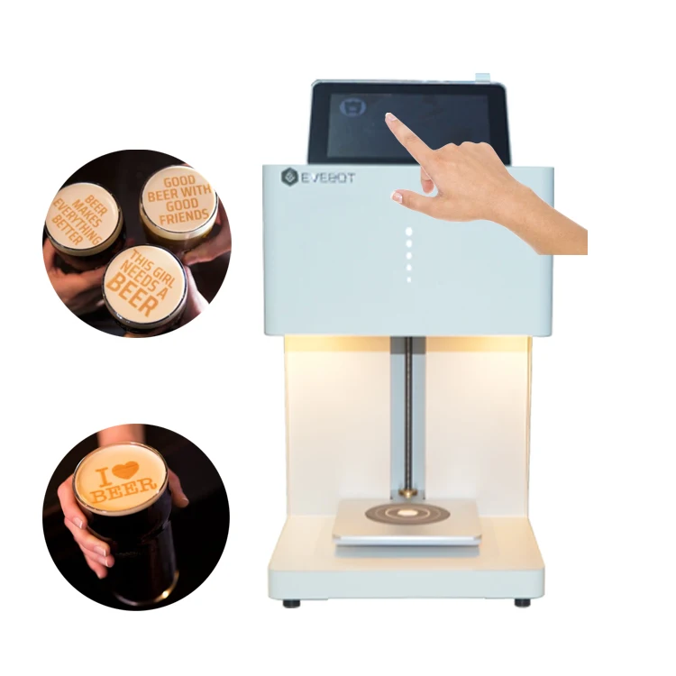 

EVEBOT Maker Milk Tea Cake Pastry Automatic Pull Flower Machine Printing 3D Coffee printerTouch Screen