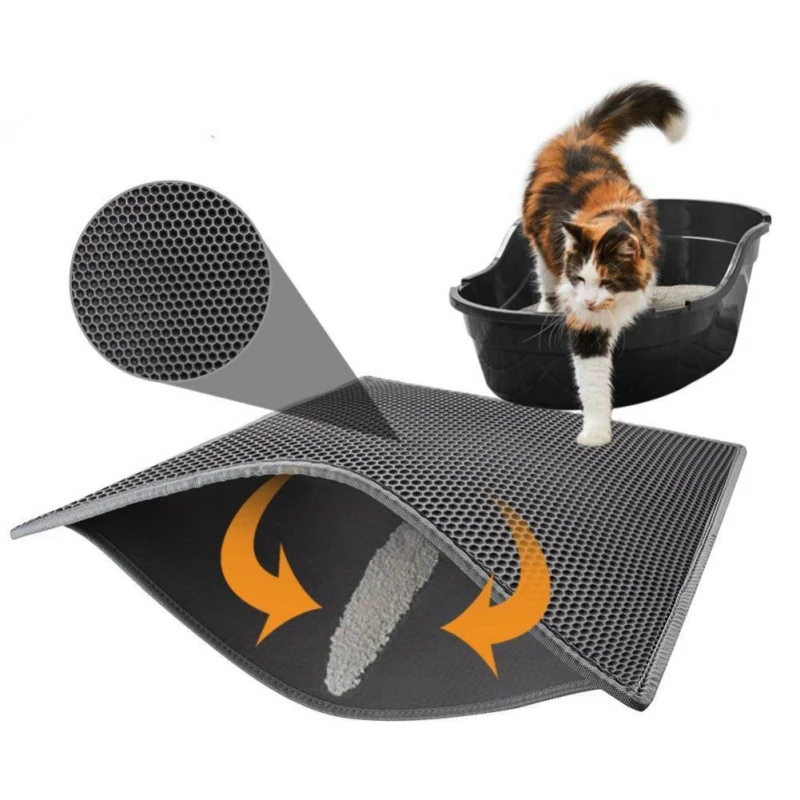

Waterproof Pet Cat Litter Mat Foldable EVA Double-Layer Cats Mat Bottom Non-slip Pet Litter Mat