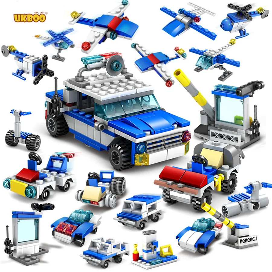 

Free Shipping 305pcs 16in1 Police Toy set Kids Building Blocks SWAT Guard Car Construction Bricks City Police Toy Set