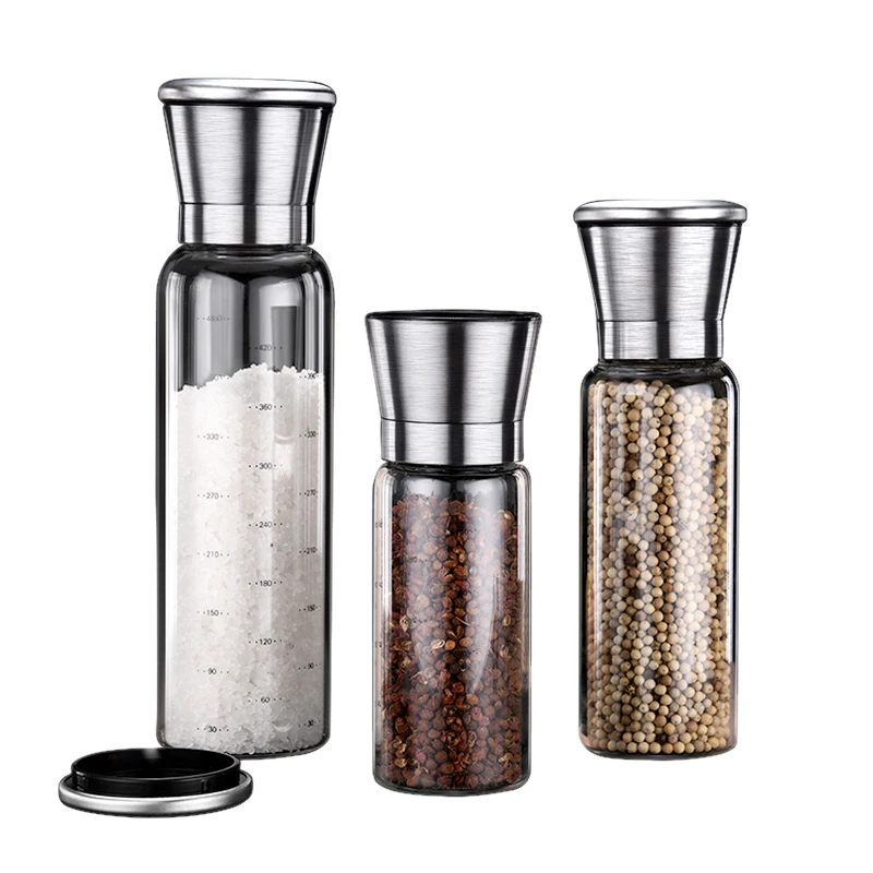 

SSGP Bottle Spice And Adjustable Wholesale Mills Manual Shaker Black Glass Pepper Salt Grinder