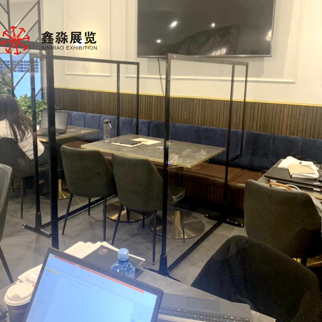 

Hot sell new design restaurant clear transparent movable wall partition,Social distancing high quality partition room divider,, Black