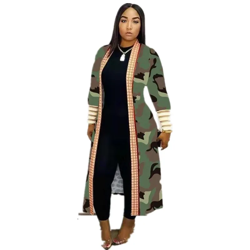 

Wholesale fashion S~4X Leopard coat jackets camouflage long coats for women