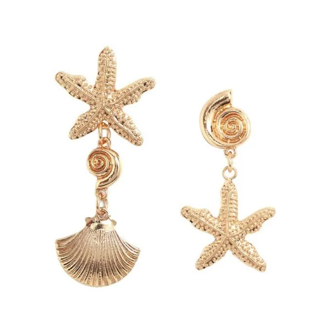 

Hot selling trendy ocean series alloy earrings starfish shell earrings for women, Picture shown