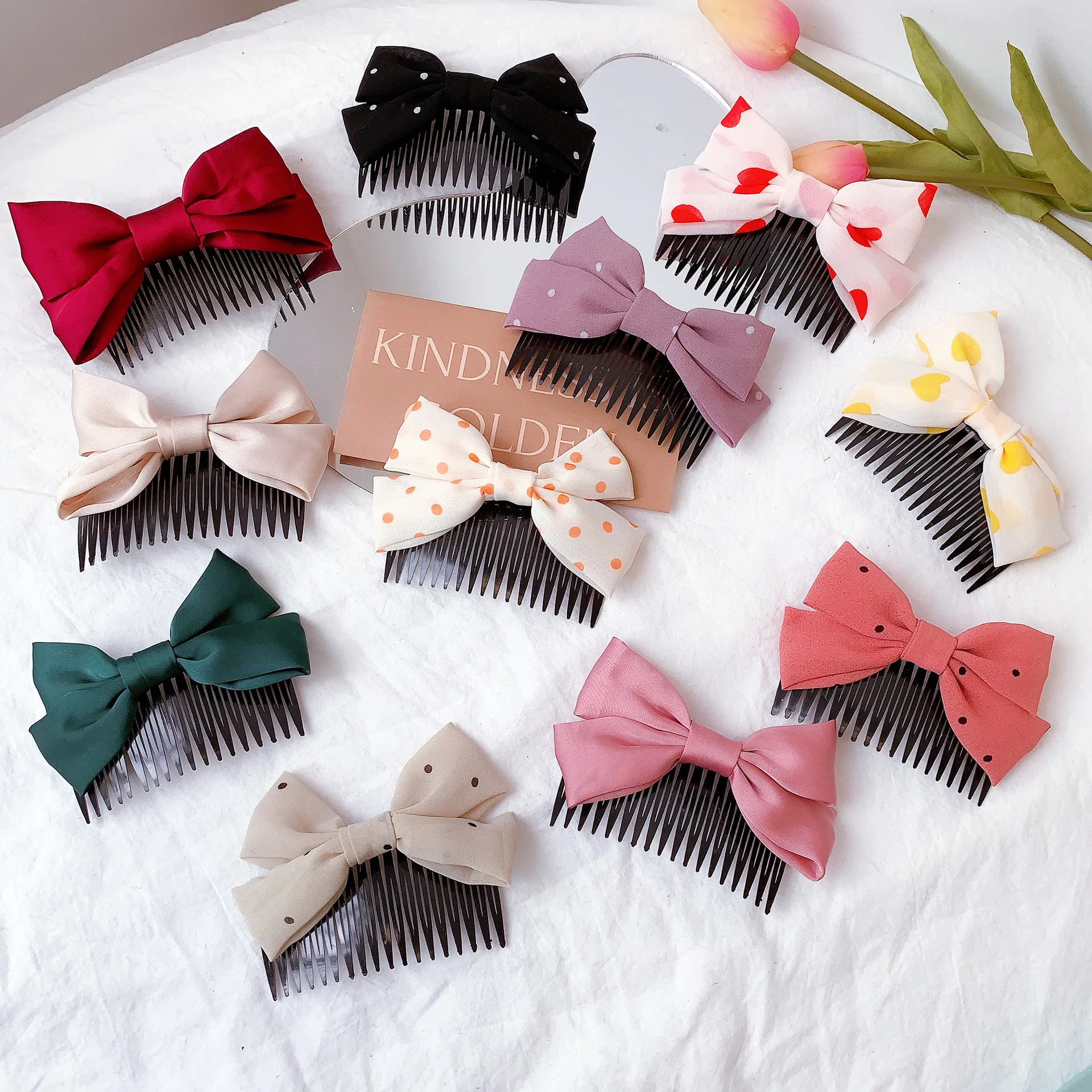 

wholesale Children ribbon bow hair clip comb point ribbon bow pre-made bow hair accessories