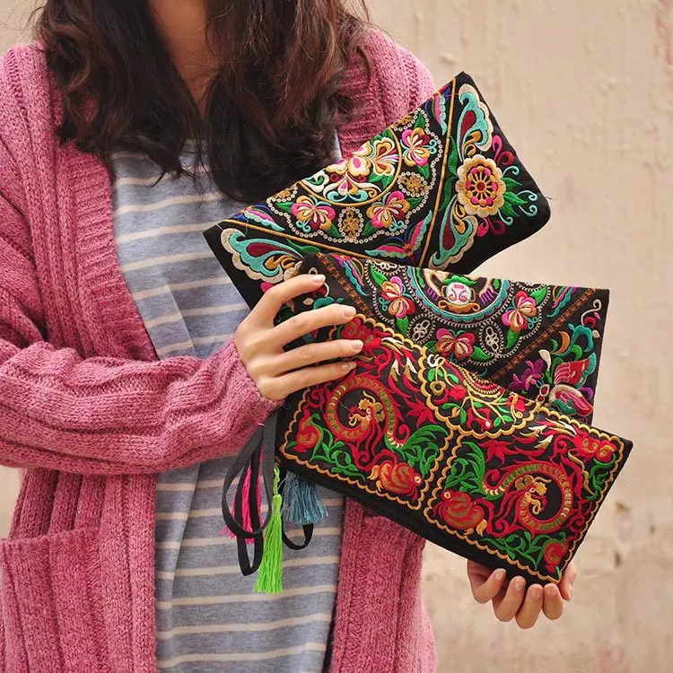 

Ethnic Style Embroidered Clutch Bag Fashionable Wallet Embroidered Day Clutches Wallet Storage Casual For Women Top-handle Bags