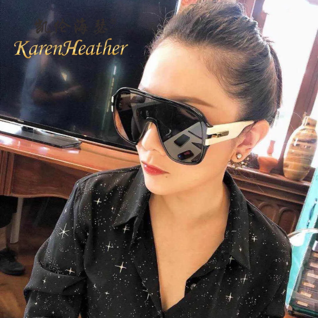

Fashion Classical Big Frame Sunglasses Connected Lens Frog Mirror Shades Popular Sunglasses Men Women, 6 colors