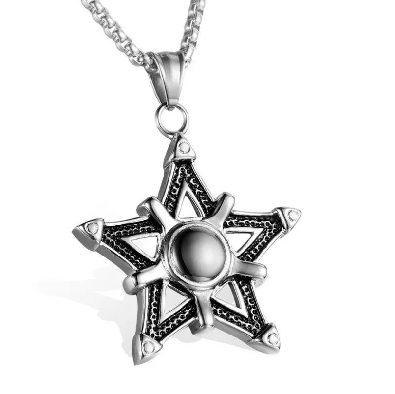 

2022 statement jewelry Fashion anime high quality Stainless steel chain Pentagram Shape Men's Pendant Necklace Personality