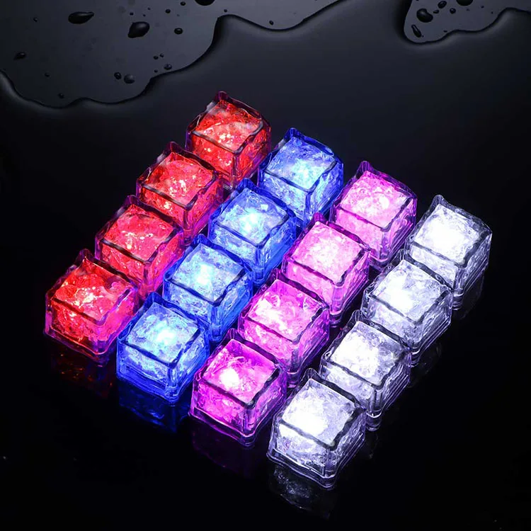 

LED Ice Cubes Glowing Party Flash Luminous Neon Wedding Bar Wine Tasteless Glass Decoration Supplies Flashing Induction Ice Cube, Colorful/ red/ white/ blue/ purple