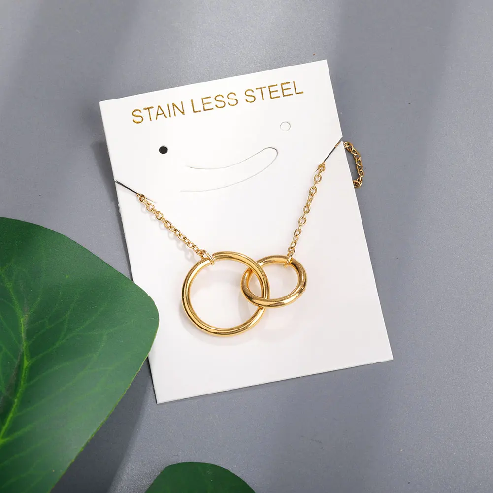 

Double rings interlocking circles infinity linked rings generation best friendship stainless steel necklace, Gold and silver