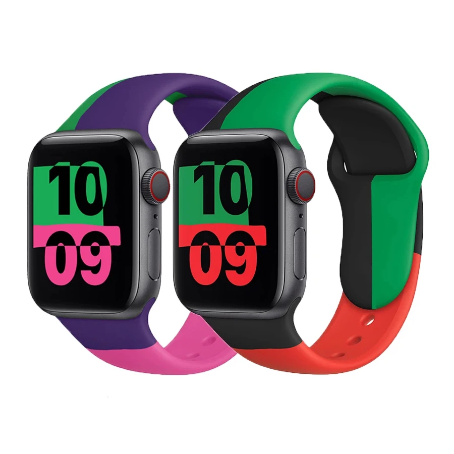 

New For Apple Watch Band 38/40mm 42/44mm Rubber Belt Smartwatch Bracelet Black Unity Sport Silicone Strap, 7 colors