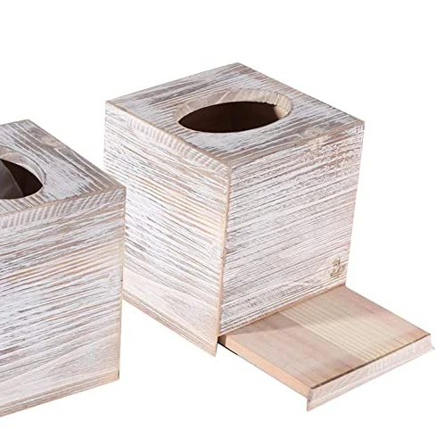 

JUNJI Gifts Home Decoration Wood Tissue Paper Holder Wood Tissue Box Cover Holders
