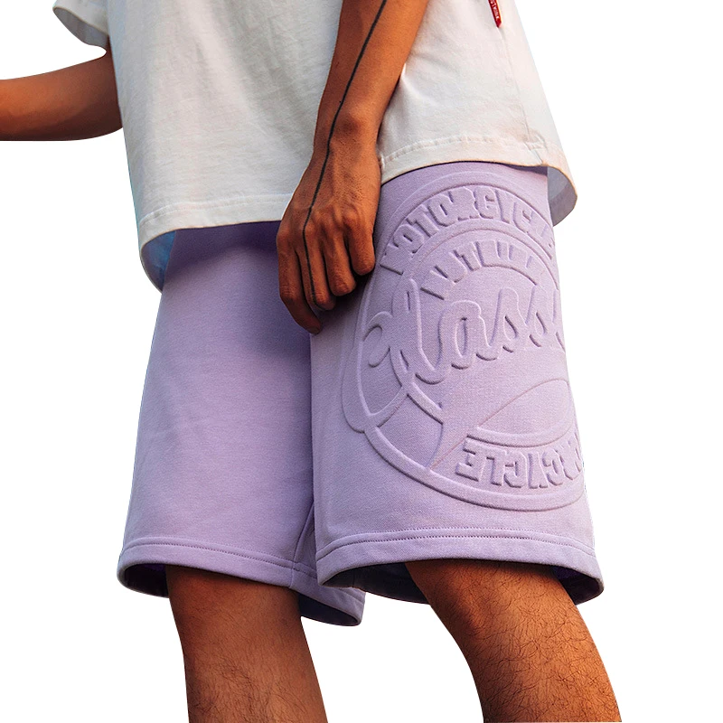 

2021 Mens Summer Customize 3D Embossed Logo Boy Bike Shorts Polyester Cotton Workout Short Pants Oem Fleece Gym Sweat Men Shorts, Customized color
