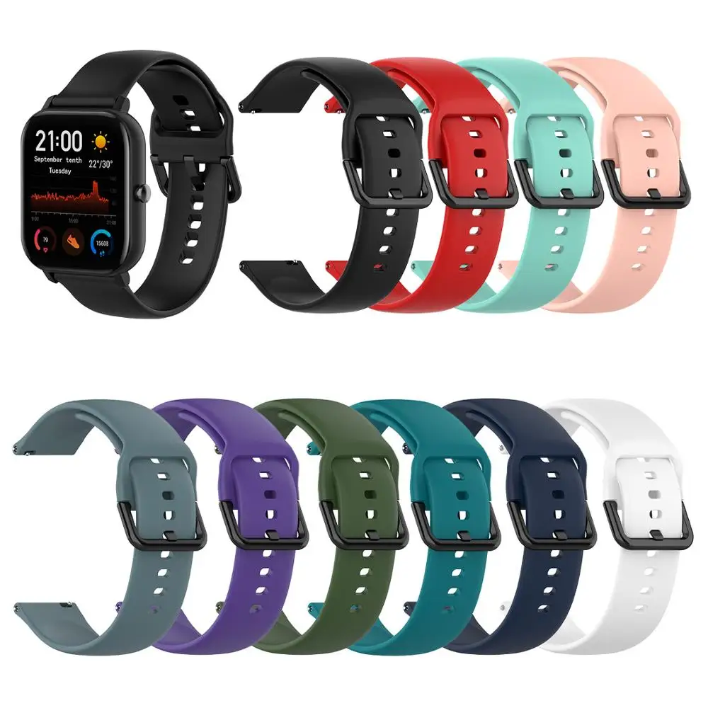 

Sport Silicone Watchband Strap for Xiaomi Huami Amazfit GTS/GTR 42mm/ Bip Lite Smart Watch Band Colorful Replace Strap, As show