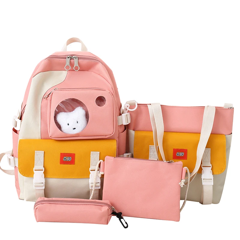 

New design school bags set 4 in 1 students shoulders bag nice backpacks for girls