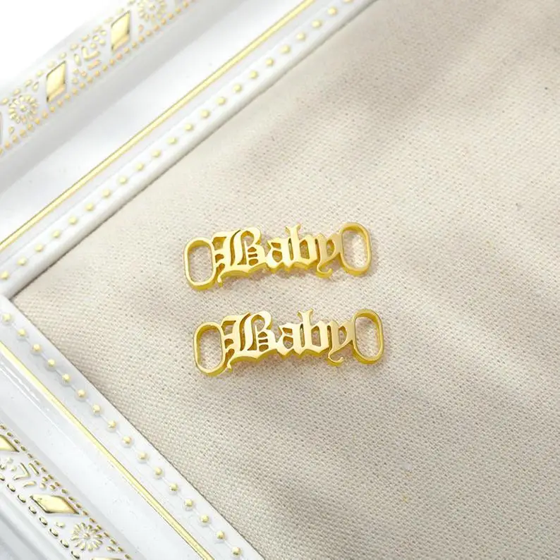 

New name designs Jewelry Wholesale Custom Shoelace Clips Charm Stainless Steel Personalized Shoe Accessories