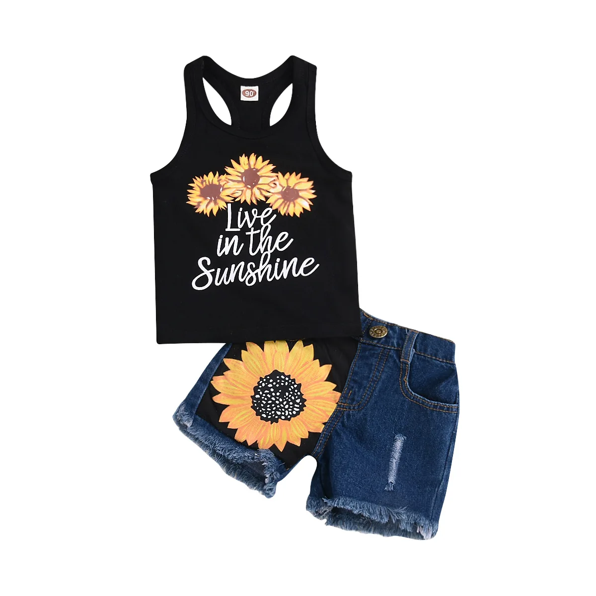 

Sunflower T-shirt cowboy suit baby clothes girls and boy