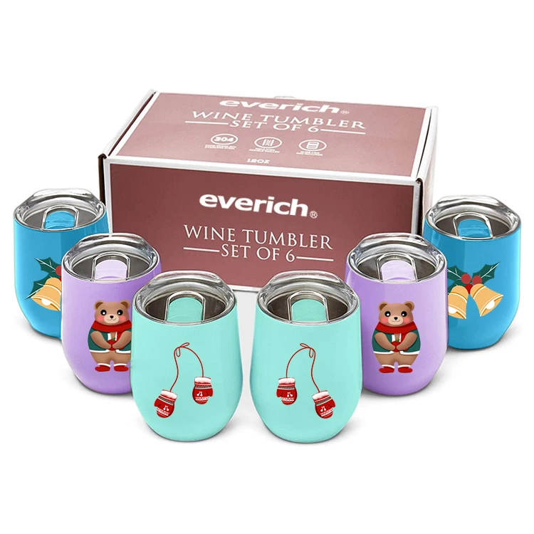

NEW 2021 Christmas 12oz Wine Mug Double Wall Stainless Steel Vacuum Insulated Tumbler Cups, Customized color