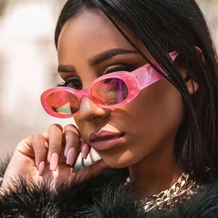 

2021 Clear Shades Vintage Oval Frame Trending Sunglasses Shades Women Customize Logo Classic Sun Glasses UV400 Eyewear