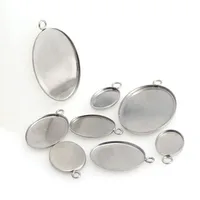 

10pc Stainless Steel Inner Size 10x14/13x18/15x20/21x30mm Oval Pendant Cabochon Base Settings Bezel Jewelry Making Component