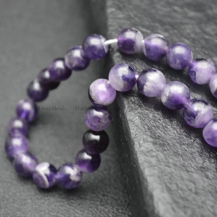 

2mm Big Hole Smooth Natural Amethyst Stone Round Beads 6mm 8mm 10mm 12mm