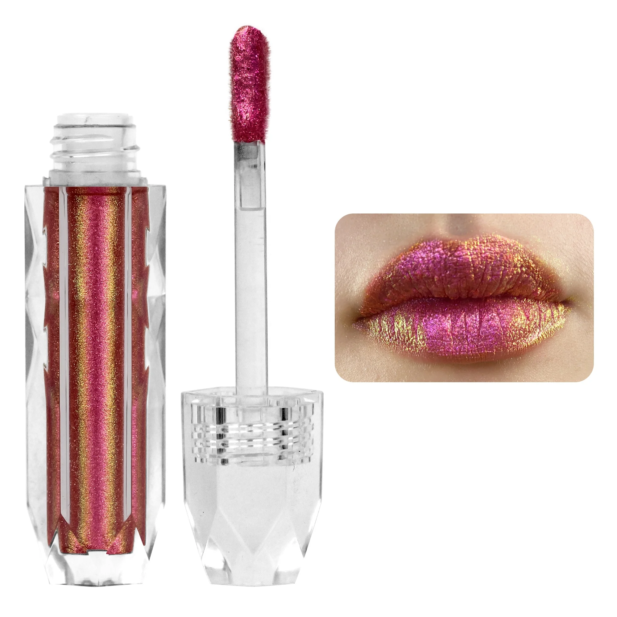 

Private Label Waterproof Duochrome Lipgloss Vegan Liquid Lipstick Lip Makeup Chameleon Pigment Lipgloss