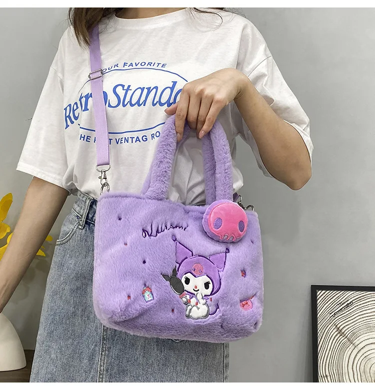 

New Style Cartoon Melody Sanrio Kuromi Cinnamoroll Transparent Bag Sanrio Stuffed Plush Bag