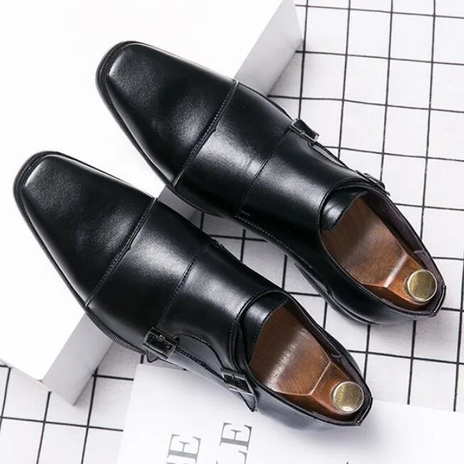 

2021 spring new classic men's leather shoes casual artificial leather men's shoes business negotiation men's shoes fashion, Brown black