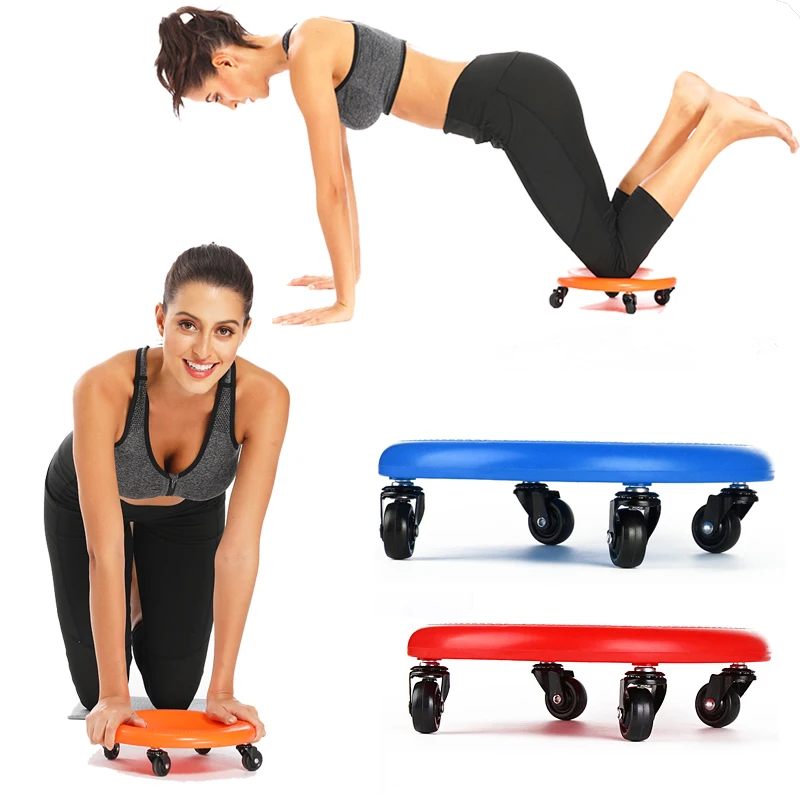 

Hot-Fitness Four Wheel Abdominal Trainer Home Muscle Workout Core Abdominal Plate Ab Roller Disk Fitness Exercise Equipment, Orange black blue red