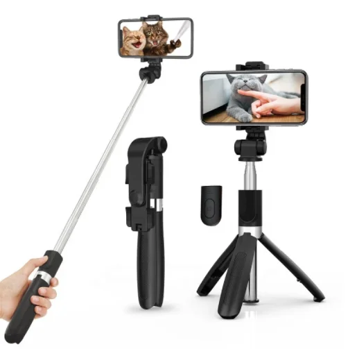 

BT Wireless Alloy Self Stick Selfiestick Phone Smartphone Selfie-Stick With Tripod Plastic 360 Rotation Selfie Stick, Black/white/red/blue