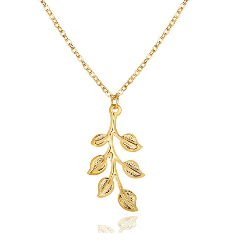 

00101-43 European and American cross-border new creative retro simple Leaf Pendant Long Necklace