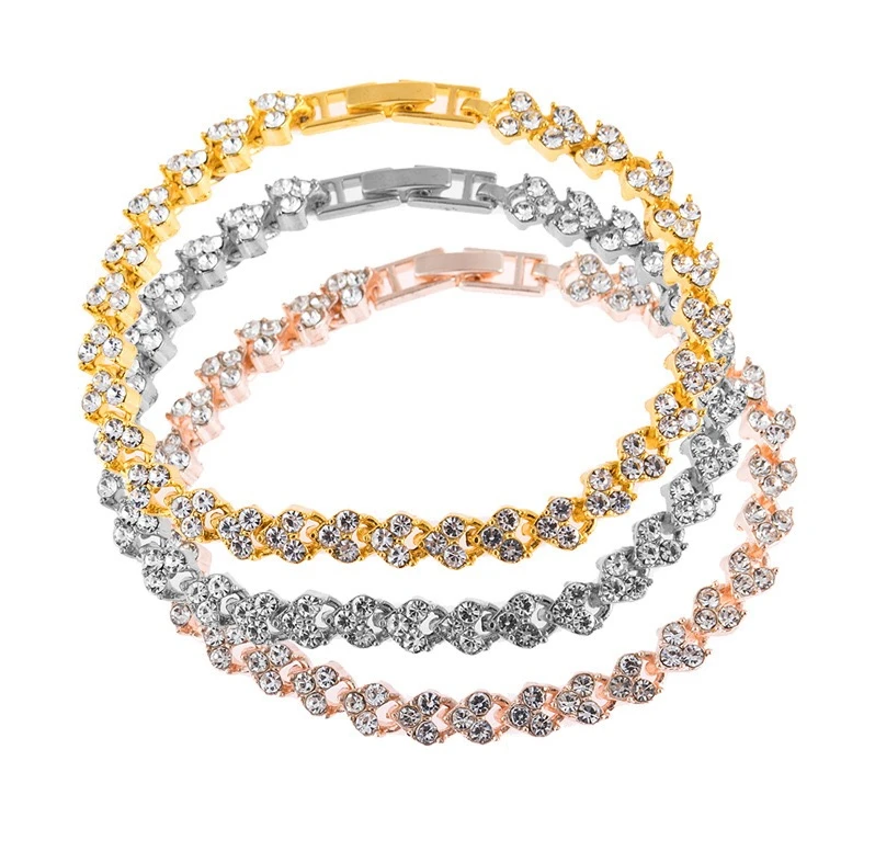 

Natural zircon inlay bracelet with Roman crystal bracelet for women