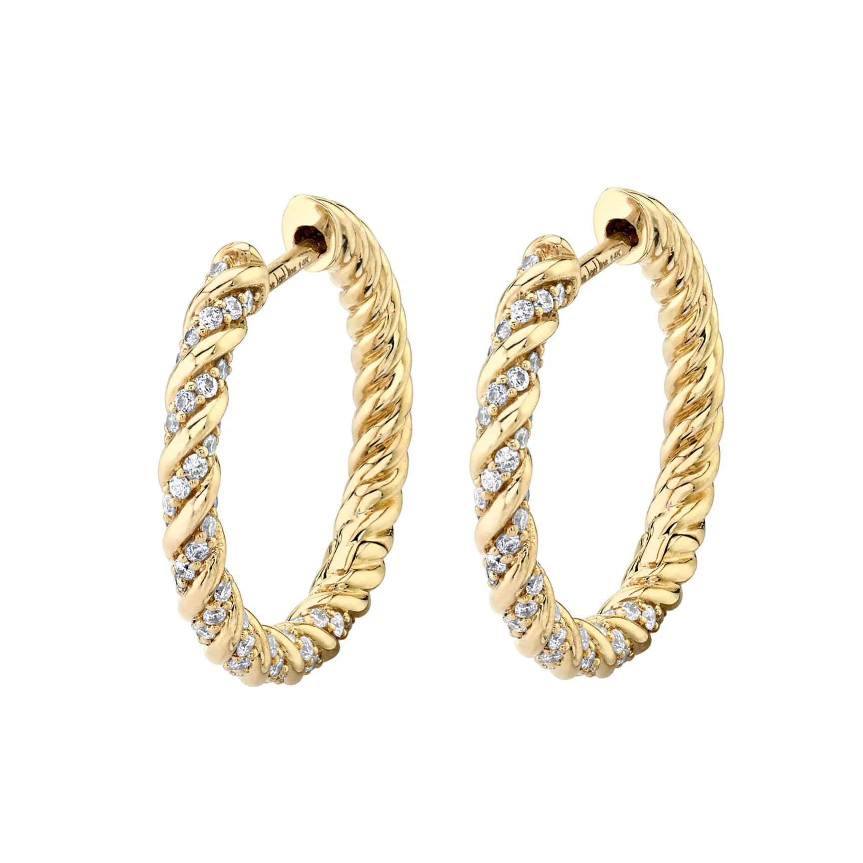 

Luxury Gold Plated Hoop Earrings Female Women Twist Shiny CZ Huggie Earrings Jewelry, Picture