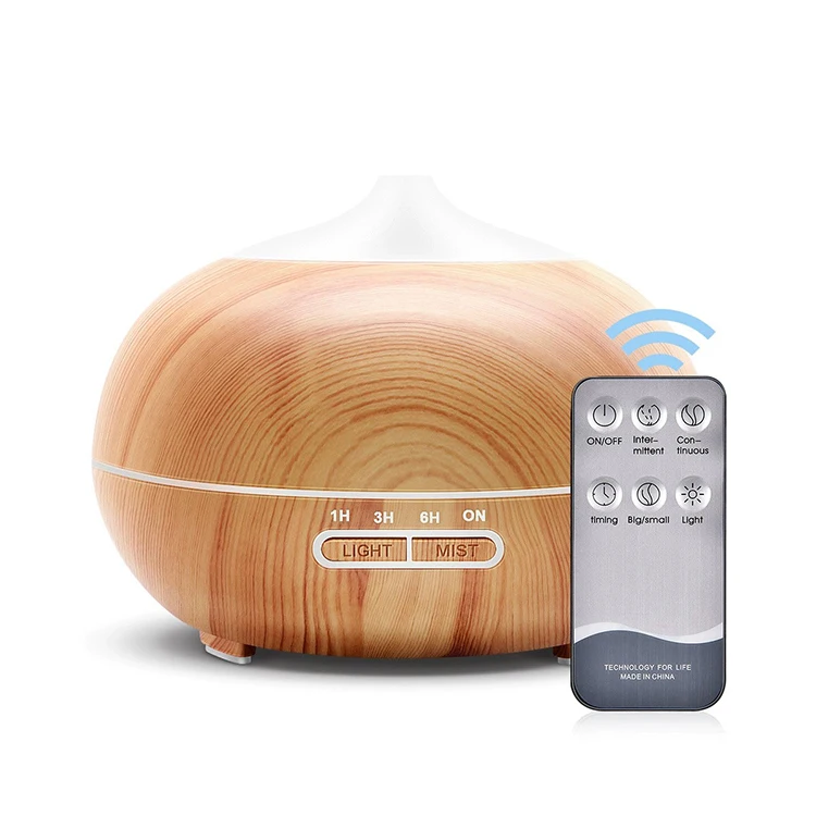 

400ml Electric Aromatherapy Essential Oil Diffuser Color LED Lamp Wood Grain Home Remote Control Ultrasonic Air Aroma Humidifier
