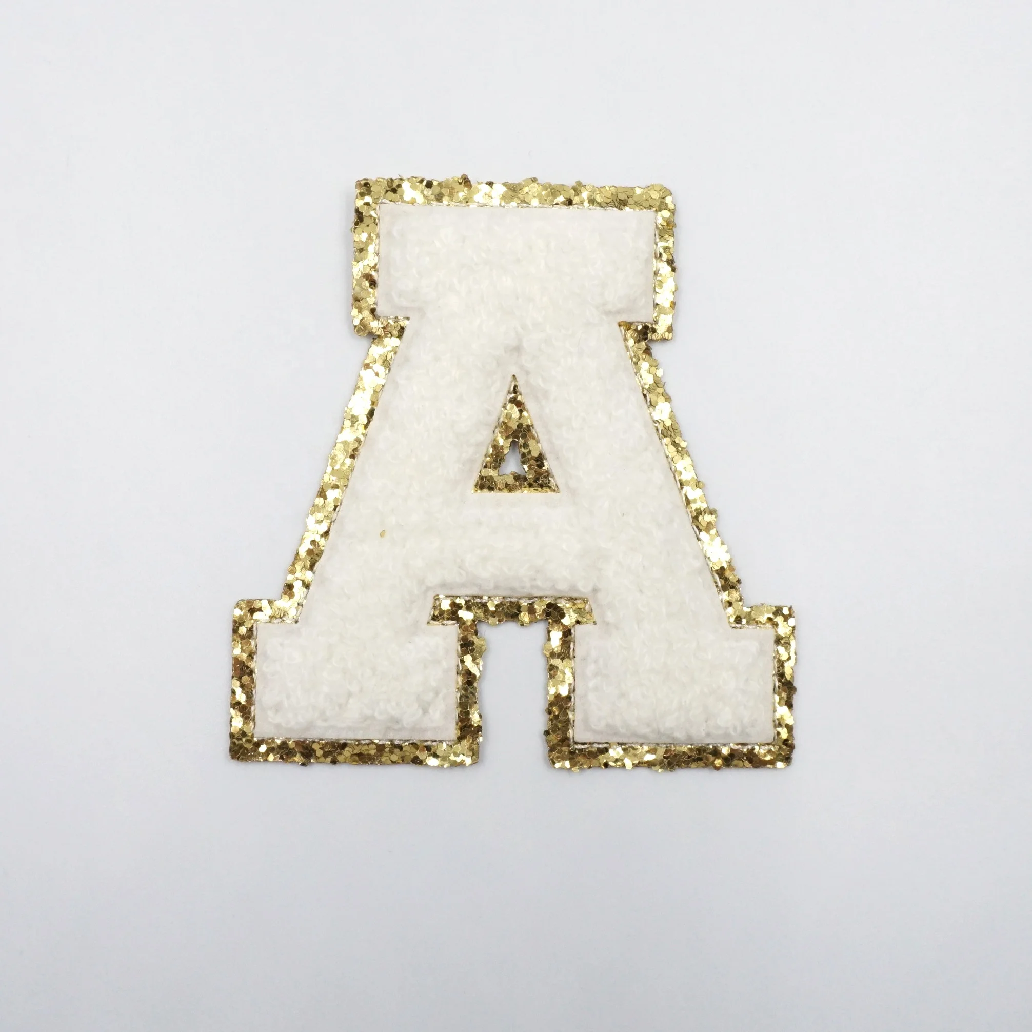 

English letter A iron on applique heat chenille patches for garment, Pink/mint green/white/purple/rose/yellow