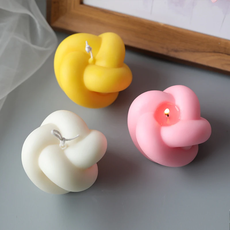 

C093 2021 New Ball Wax Mold silicone mould handmade twisted Molde de velas silicone knot candle molds