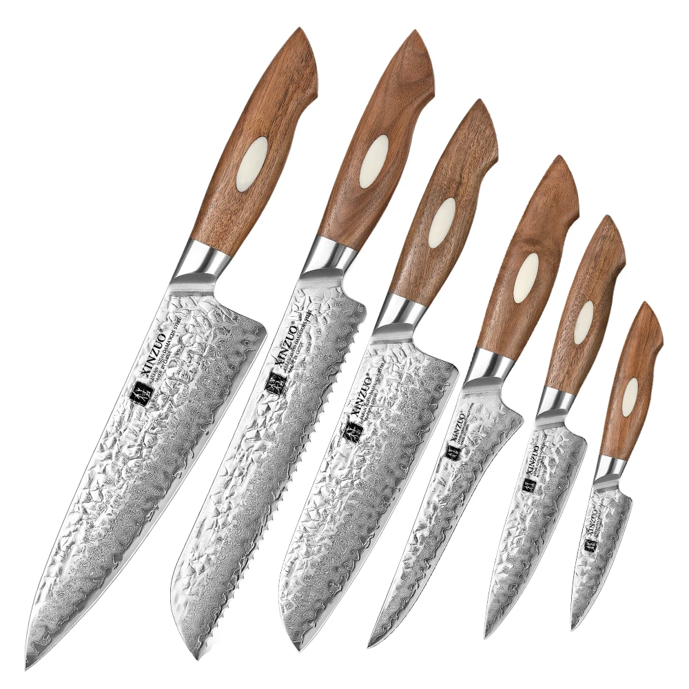 

XINZUO New AUS10 Chef Knife 67 Layers Damascus Steel High Quality Walnut Wood Handle Japanese Kitchen Knives Set