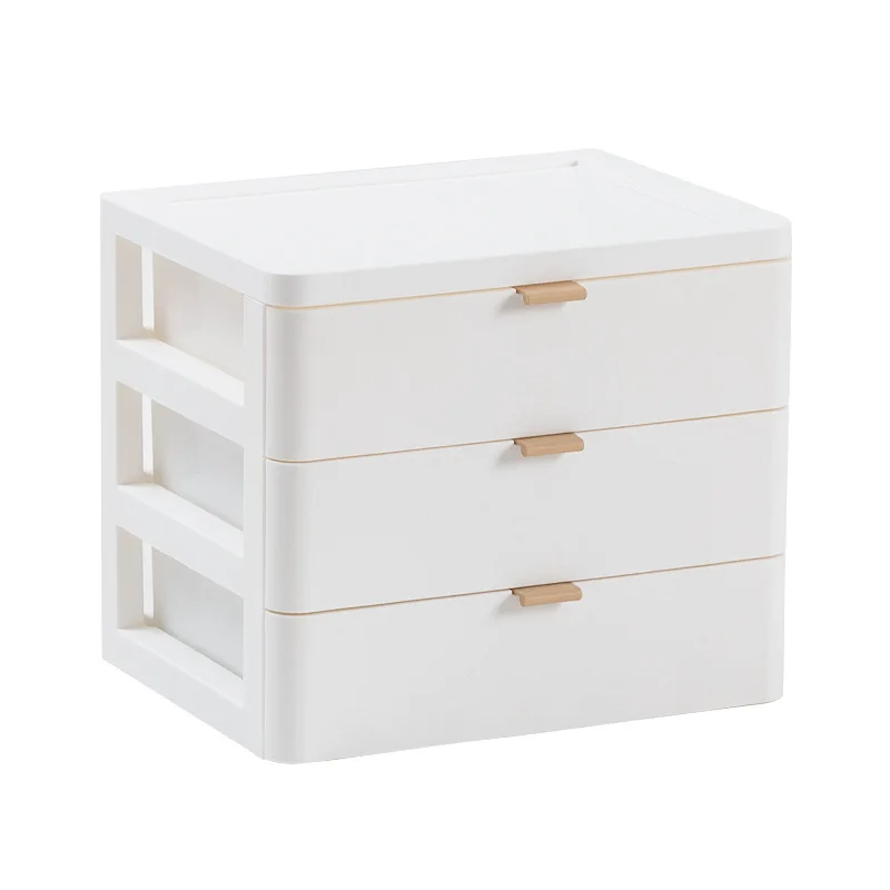 

W&G Large Capacity Skin Care Cosmetics Student Dormitory Stationery Mask Desk Shelf Drawer Type Desktop Storage Box,jewelry box, White