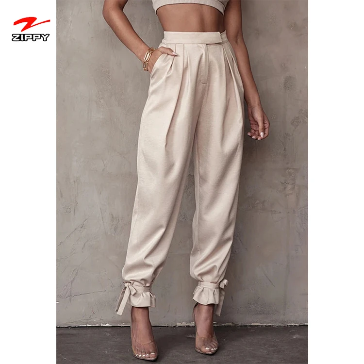 

Woman clothes 2021 trending High-waisted pleated zipper retractable ankle lacing trousers Haroun pants ladies pants, Customized color