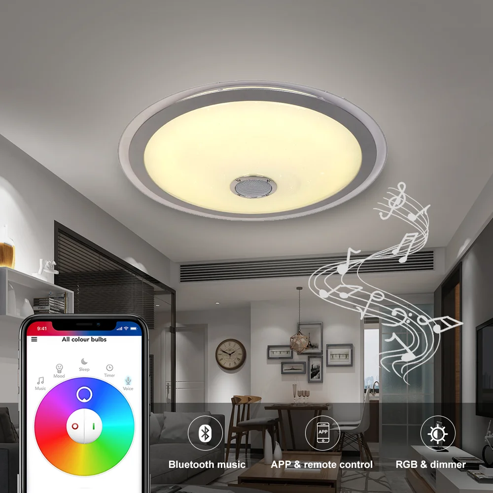 Led Ceiling Light Bluetooth Speaker App Wireless Rgb Led Ceiling Lights