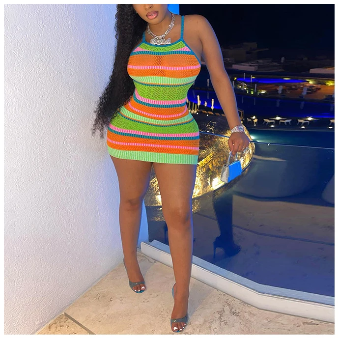 

FS7608D women sexy printing summer colourful mesh dresses