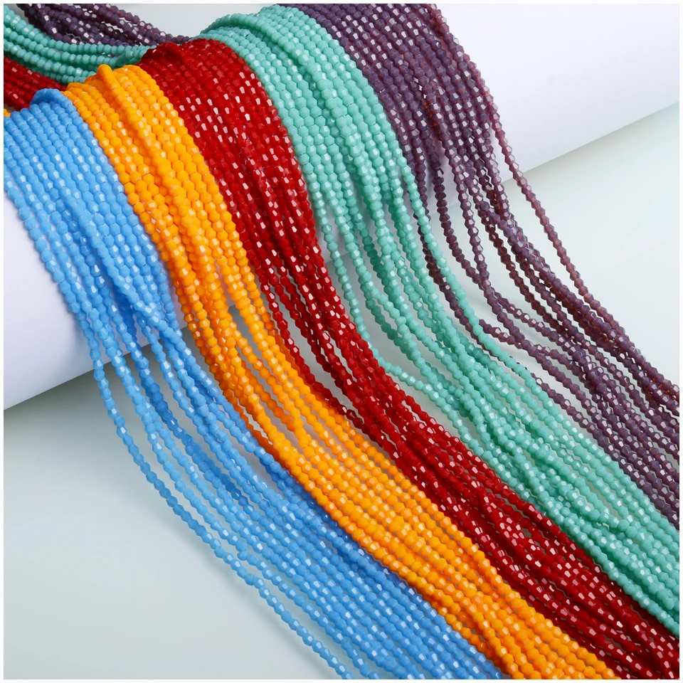 

JuleeCrystal 2mm Bicone Beads Colorful Small Faceted Glass Beads For Jewelry Making, More than 252 colors available