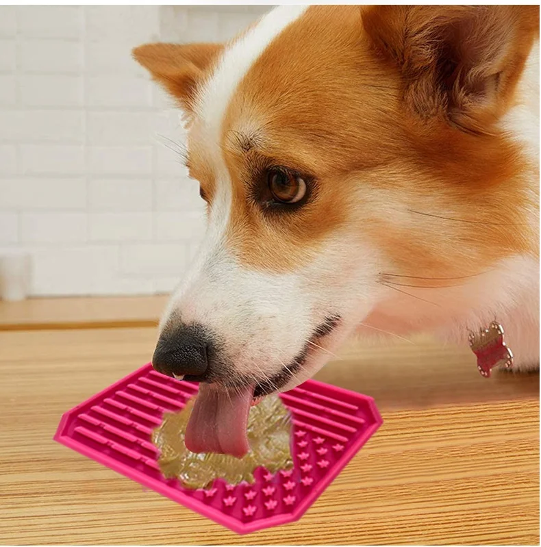 

Dog Washing Distraction Device Shower Silicone Pet Lick Pad Slow Feeder Food Dispenser Dog Bowl Pet Lick Mat, Blue / red or other customized color