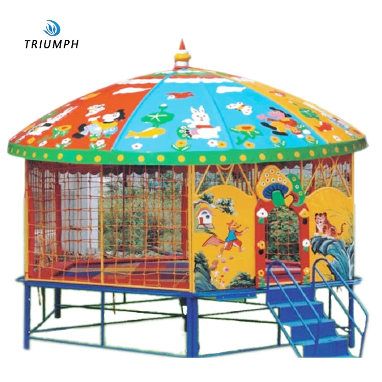

2021 new round trampoline with tent/roof trampoline outdoor indoor children's round trampoline