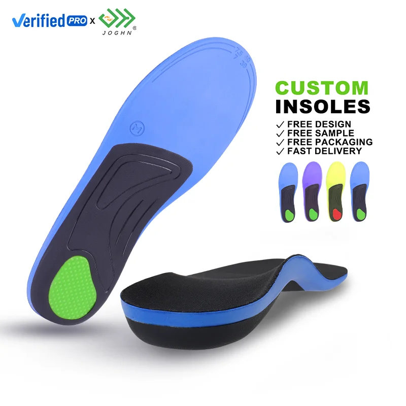 JOGHN 3cm Arch Height OEM/ODM Palmilhas De Sapato Eva High Arch Foot Pain Sports Orthopedic Shoe Insoles