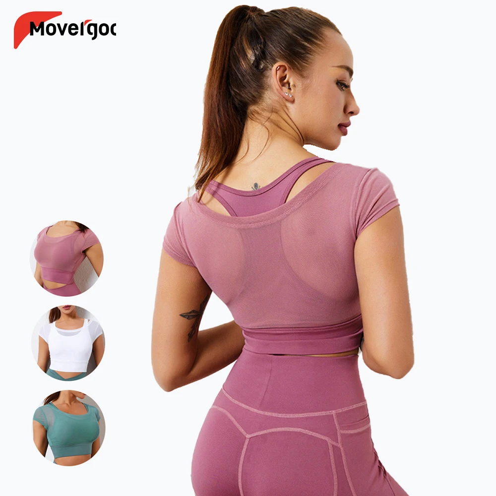 

Mesh Splice Shockproof Design Breathable Exercise Fitness Sports Bra Set Yoga Workout Bra, Customized colors