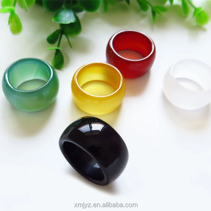 

Certified Agate Chalcedony Finger Red Green Yellow Black And White Ring Men's Jade Finger Jade Ring For Men And Women