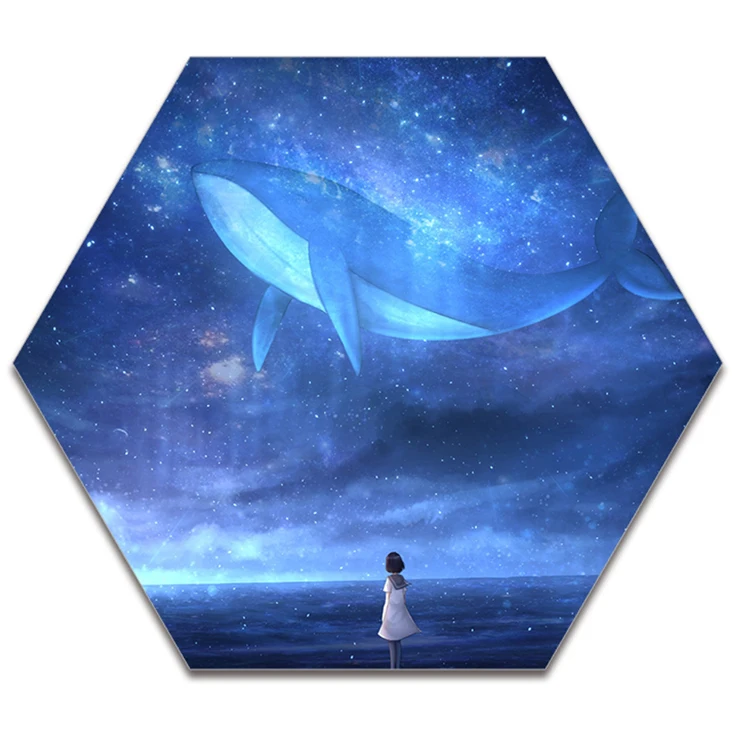 

Whale In The Starry Sky/Fallen Whale Hexagon All Things Are Animate Series Coffee Cup Mats For Hot Cup, Cmyk