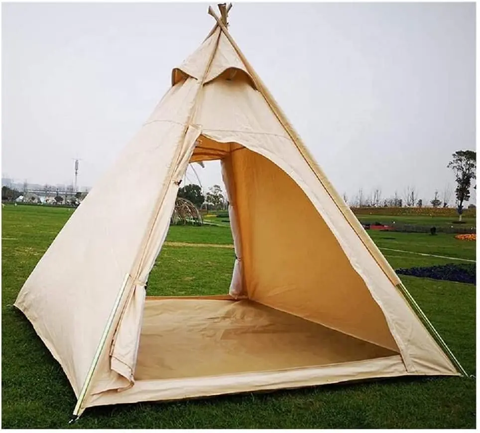 Woqi 4-Season Outdoor Camping Family Pyramids Yurt Teepee Indian Style Canvas Tent for Families