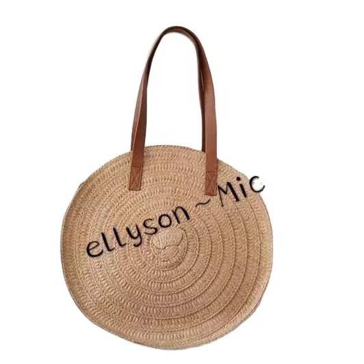 

2021 new hot-selling large-capacity round ladies one-shoulder messenger straw woven bag beach bag